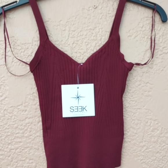 Women's SEEK The Label Design In Australia Red Maroon Cropped Tank Top Sz Small - Picture 2 of 10
